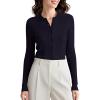 imageUrban CoCo Womens Long Sleeve Button Up Sweater Polo Shirt Collared Knit Cardigan SweatersNavy Blue