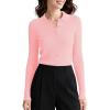 imageUrban CoCo Womens Long Sleeve Button Up Sweater Polo Shirt Collared Knit Cardigan SweatersPink