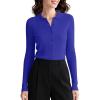 imageUrban CoCo Womens Long Sleeve Button Up Sweater Polo Shirt Collared Knit Cardigan SweatersRoyal Blue