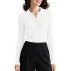 imageUrban CoCo Womens Long Sleeve Button Up Sweater Polo Shirt Collared Knit Cardigan SweatersWhite