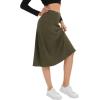 imageUrban CoCo Womens Elastic High Waist ALine Flared Midi Skirt Solid Ribbed Knit SkirtsArmy Green