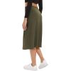 imageUrban CoCo Womens Elastic High Waist ALine Flared Midi Skirt Solid Ribbed Knit SkirtsArmy Green