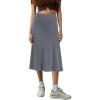 imageUrban CoCo Womens Elastic High Waist ALine Flared Midi Skirt Solid Ribbed Knit SkirtsDark Grey
