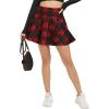 imageUrban CoCo Womens Vintage Elastic Waist Plaid Flared Mini Skater SkirtBlack Red