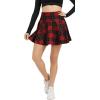 imageUrban CoCo Womens Vintage Elastic Waist Plaid Flared Mini Skater SkirtBlack Red
