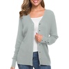image:imageUrban CoCo Womens Long Sleeve Soft Metallic Button Down V Neck Knit Sweater Cardigan