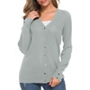 image:imageUrban CoCo Womens Long Sleeve Soft Metallic Button Down V Neck Knit Sweater Cardigan
