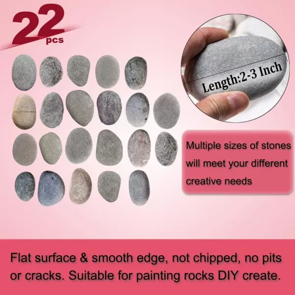 DECORKEY 24PCS River Rocks for Painting Summer Decorations Garden Decor Smooth Unpolished Kindness Rocks for Arts ampamp DIY 23inches Natural Stone Perfect for Kids Party School Events Crafts22PCS