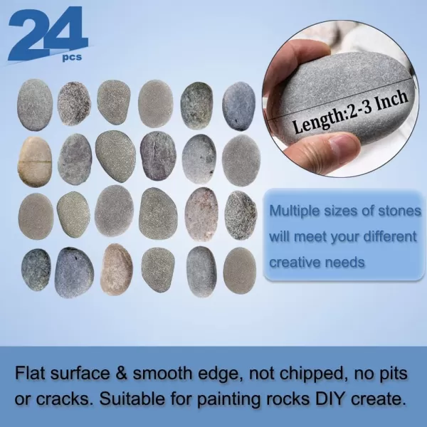 DECORKEY 24PCS River Rocks for Painting Summer Decorations Garden Decor Smooth Unpolished Kindness Rocks for Arts ampamp DIY 23inches Natural Stone Perfect for Kids Party School Events Crafts24PCS