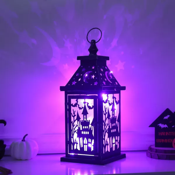 DECORKEY Halloween Decorations Indoor 147quot Decorative SpiderampampPumpkin Candle Lantern with 78quot LED Lights8 Modes Hanging Spooky Halloween Lanterns Outdoor Home Room Door Party DecorPurple Haunted House