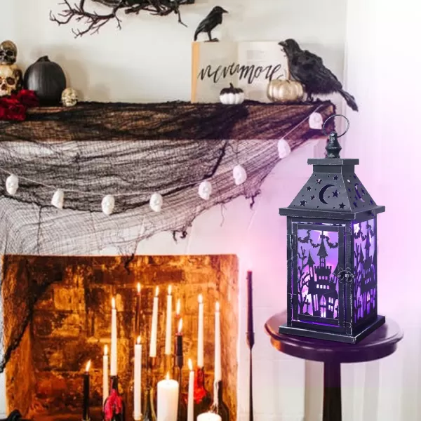 DECORKEY Halloween Decorations Indoor 147quot Decorative SpiderampampPumpkin Candle Lantern with 78quot LED Lights8 Modes Hanging Spooky Halloween Lanterns Outdoor Home Room Door Party DecorPurple Haunted House