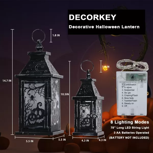 DECORKEY Halloween Decorations Indoor 147quot Decorative SpiderampampPumpkin Candle Lantern with 78quot LED Lights8 Modes Hanging Spooky Halloween Lanterns Outdoor Home Room Door Party DecorOrange Red Spider  Pumpkin 2pcs