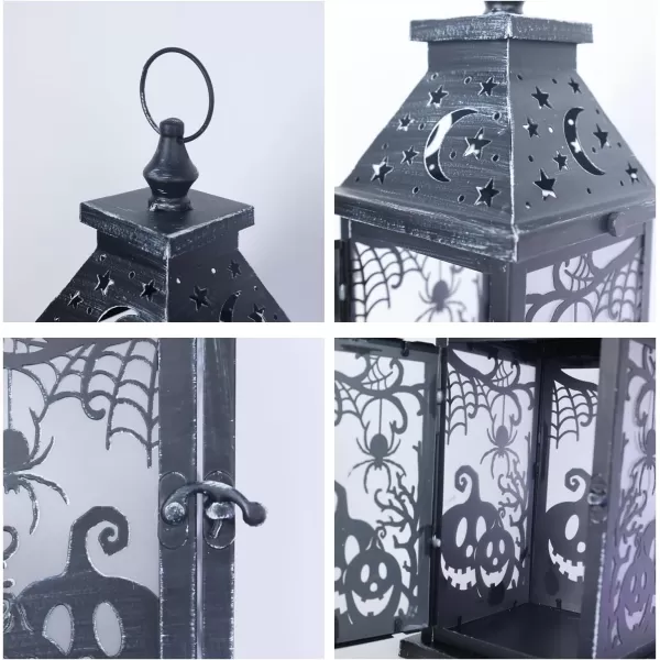 DECORKEY Halloween Decorations Indoor 147quot Decorative SpiderampampPumpkin Candle Lantern with 78quot LED Lights8 Modes Hanging Spooky Halloween Lanterns Outdoor Home Room Door Party DecorPurple Spider  Pumpkin