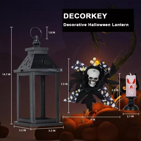 DECORKEY Halloween Decorations Indoor 147quot Decorative SpiderampampPumpkin Candle Lantern with 78quot LED Lights8 Modes Hanging Spooky Halloween Lanterns Outdoor Home Room Door Party DecorOrange Red Skull