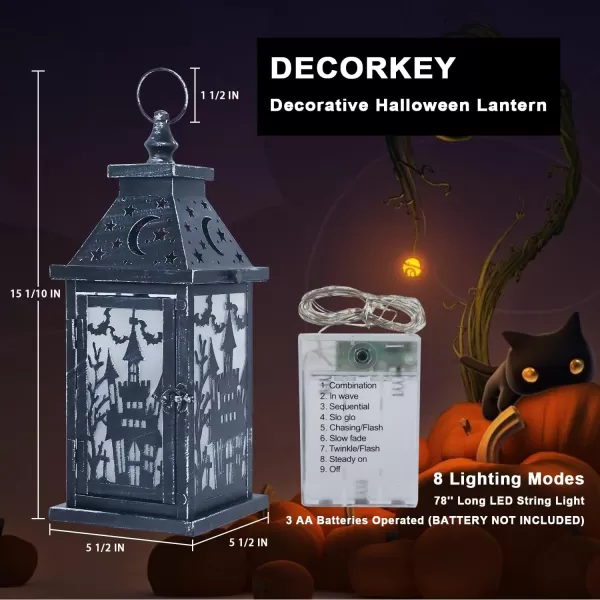 DECORKEY Halloween Decorations Indoor 147quot Decorative SpiderampampPumpkin Candle Lantern with 78quot LED Lights8 Modes Hanging Spooky Halloween Lanterns Outdoor Home Room Door Party DecorPurple Haunted House