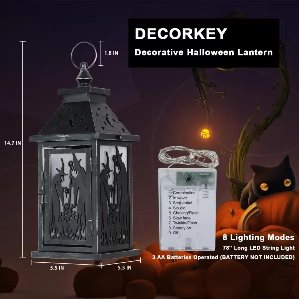 DECORKEY Halloween Decorations Indoor 147quot Spider Web Candle Glitter Lantern with LED Lights 8 Modes Hanging Halloween Lanterns with Witch Outdoor Home Room Table Party Hocus Pocus DecorOrange Red Witch