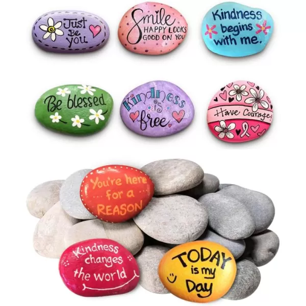 DECORKEY 24PCS River Rocks for Painting Summer Decorations Garden Decor Smooth Unpolished Kindness Rocks for Arts ampamp DIY 23inches Natural Stone Perfect for Kids Party School Events Crafts22PCS