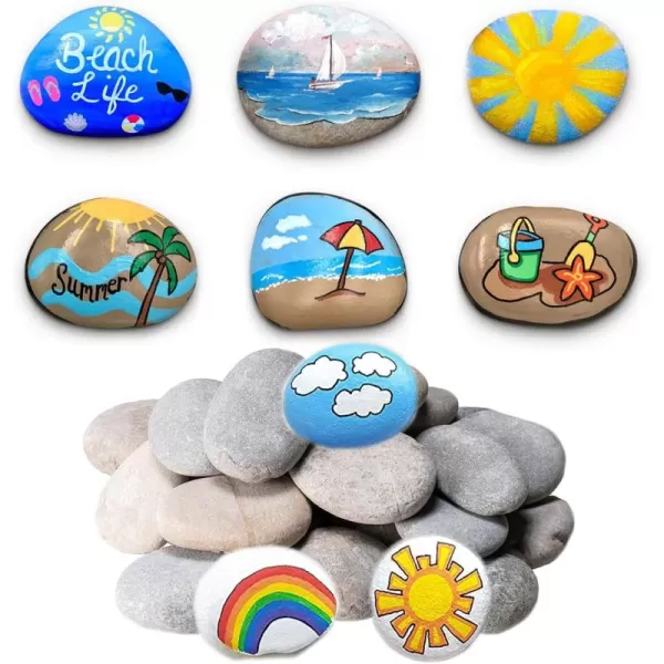 DECORKEY 24PCS River Rocks for Painting Summer Decorations Garden Decor Smooth Unpolished Kindness Rocks for Arts ampamp DIY 23inches Natural Stone Perfect for Kids Party School Events Crafts24PCS