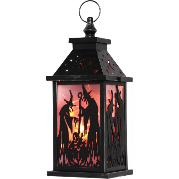 DECORKEY Halloween Decorations Indoor 147quot Spider Web Candle Glitter Lantern with LED Lights 8 Modes Hanging Halloween Lanterns with Witch Outdoor Home Room Table Party Hocus Pocus DecorOrange Red Witch