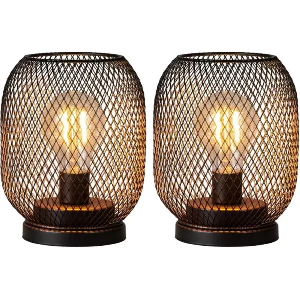 DECORKEY Set of 4 Battery Operated Lamp LED Table Lantern Brown Metal Cage Cordless Lamps with LED BulbVintage Decorative Outdoor Lantern for Weddings Parties Patio Events for Indoors Shelf Decor2 PACK EGG SHAPE  BROWN