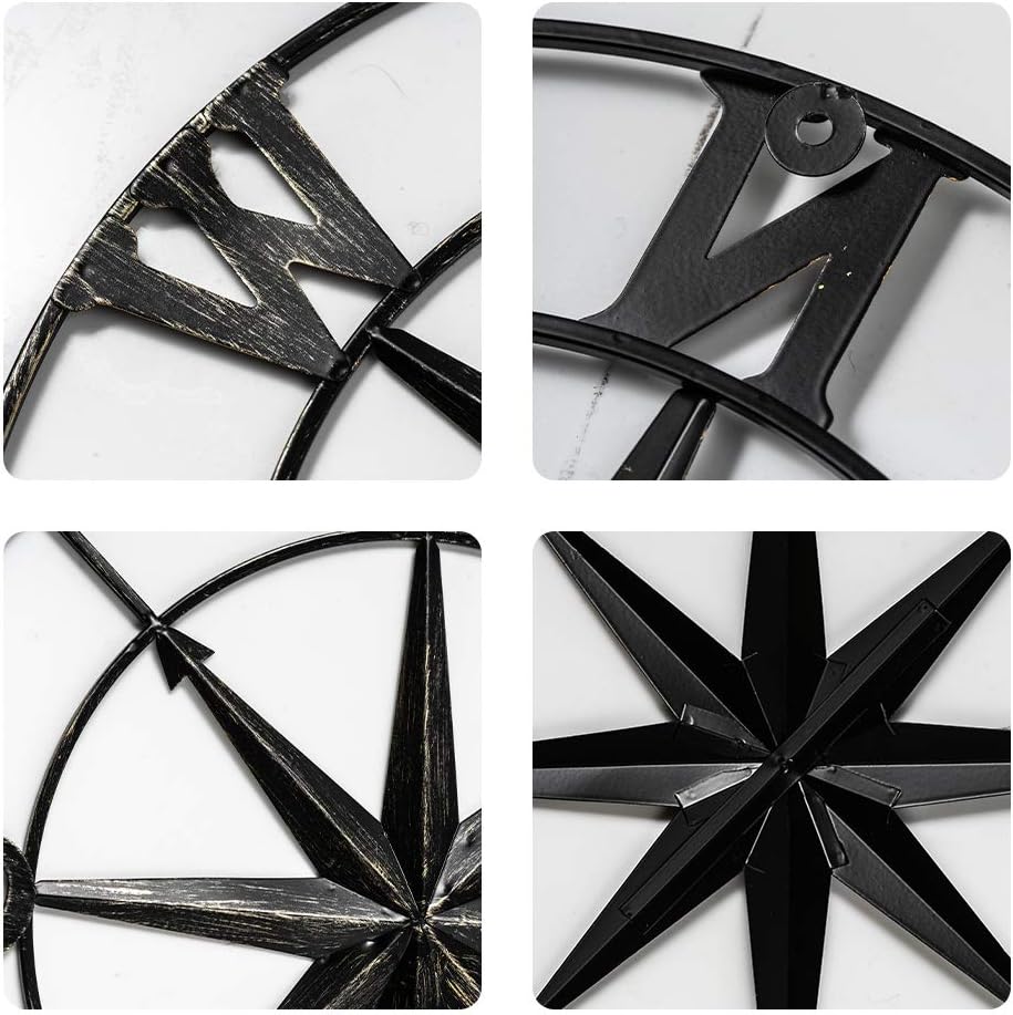 DECORKEY 13quot Compass Wall Decor Decorative Round Metal Compass Distressed Wall Dcor Nautical Wall Decor for Indoor Outdoor Beach House Decor Nursery Decor Lake House