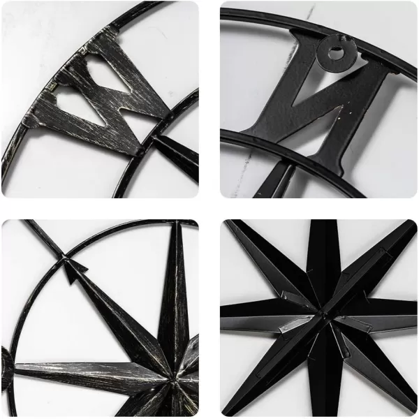 DECORKEY 13quot Compass Wall Decor Decorative Round Metal Compass Distressed Wall Dcor Nautical Wall Decor for Indoor Outdoor Beach House Decor Nursery Decor Lake House