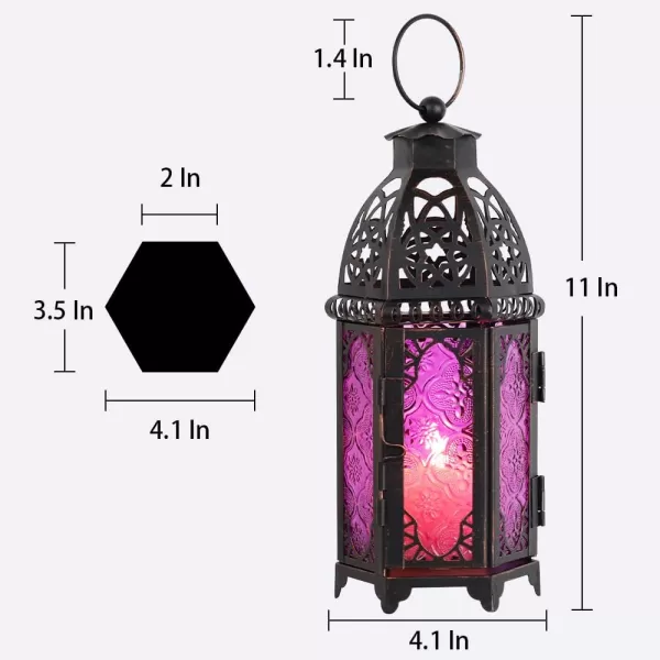 DECORKEY Vintage Large Size Decorative Moroccan Candle Lantern 128 Metal HangingampampTabletop Lantern Candle Holder Decor Halloween Christmas Ramadan Decorations for Home Indoor Outdoor Patio AmberBlue