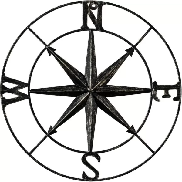 DECORKEY 13quot Compass Wall Decor Decorative Round Metal Compass Distressed Wall Dcor Nautical Wall Decor for Indoor Outdoor Beach House Decor Nursery Decor Lake House