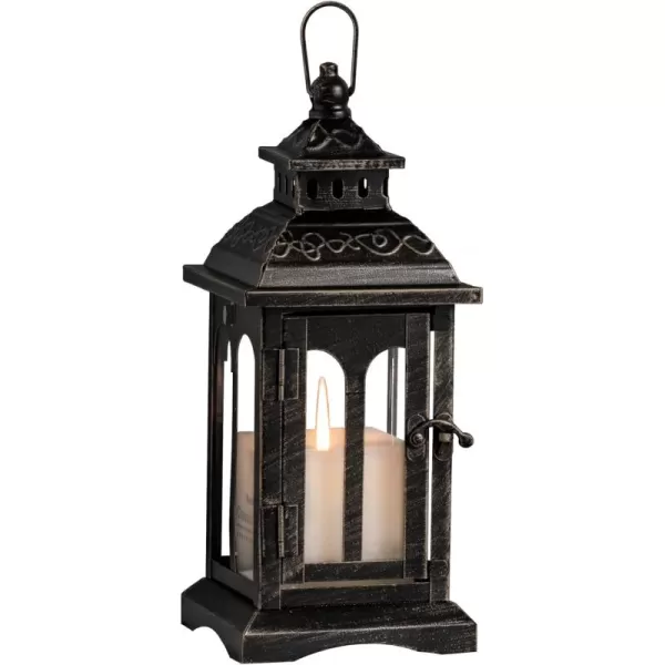 DECORKEY Lanterns Decorative Indoor ampamp Outdoor Medium Hanging Home Decor Vintage Metal Decorative Candle Lanterns for Outdoor Patio Wedding Party White with Black BrushBlack 