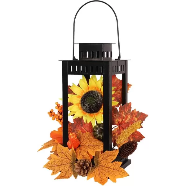 Fall Decorations for Home DECORKEY 15quot Lantern Decorative Indoor ampamp Outdoor Vintage Hanging Lantern Holder for Porch with Sunflower Pumpkin Pine ConeFall Decor for Yard Decor Table Mantel