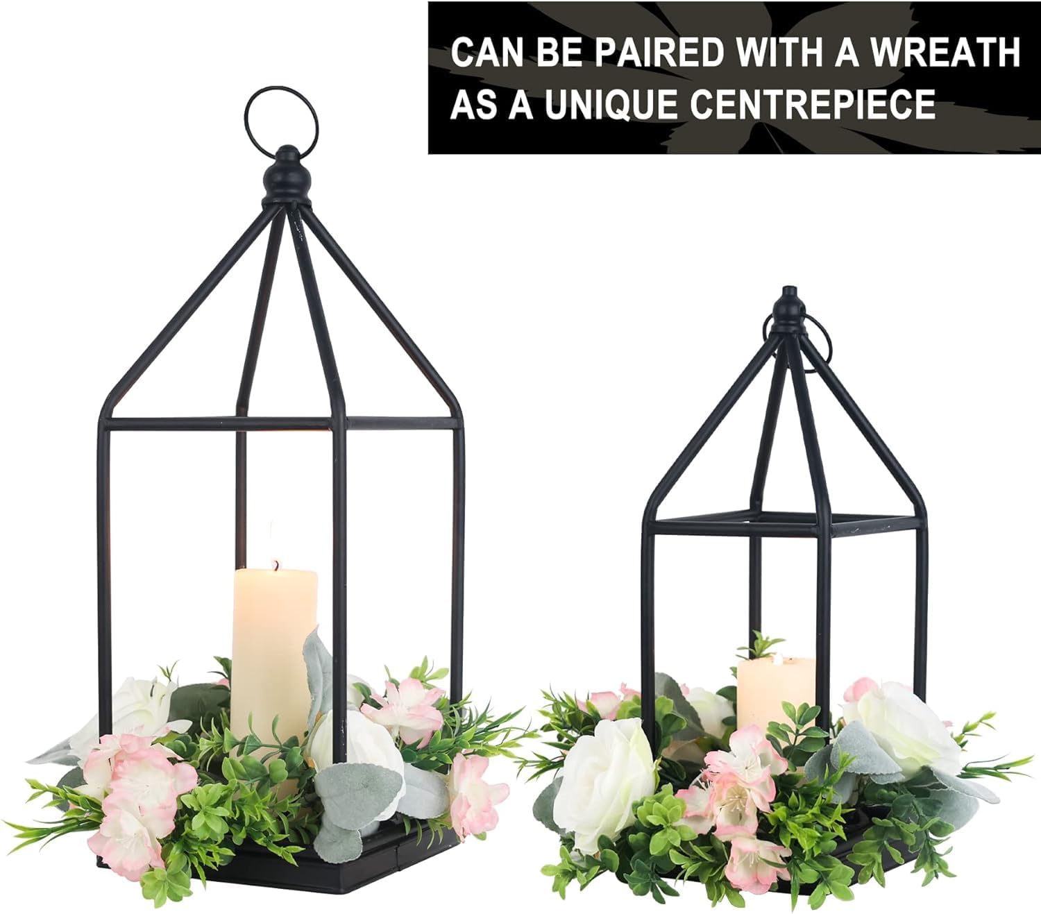 DECORKEY Candle Lantern Decorative Indoor ampamp Outdoor Large Vintage Metal HangingTabletop Lanterns for Patio Front Porch Rustic Home Decor Candle Holders for Christmas Decorations BronzeBlack