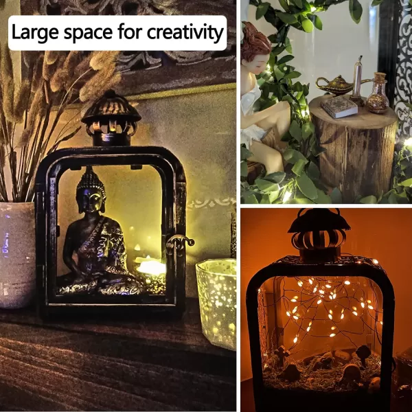DECORKEY Candle Lantern Decorative Indoor ampamp Outdoor Vintage Metal Lanterns with Clear Glass TabletopampampHanging Candle Holders for Patio Front Porch Home Decor Halloween Christmas Decorations WhiteBronze