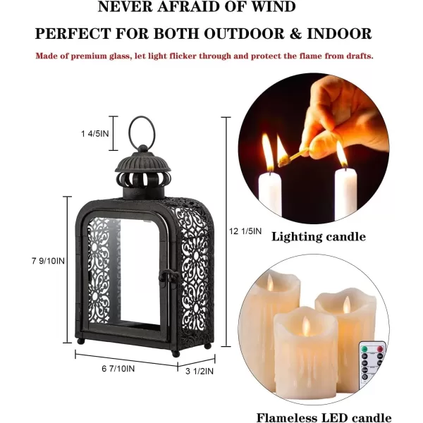 DECORKEY Candle Lantern Decorative Indoor ampamp Outdoor Vintage Metal Lanterns with Clear Glass TabletopampampHanging Candle Holders for Patio Front Porch Home Decor Halloween Christmas Decorations WhiteBronze