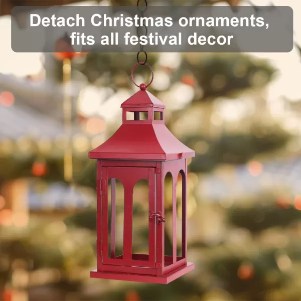 DECORKEY Christmas Decorations For Home Decorative Christmas Lantern Indoor Outdoor Decor Metal Hanging Candle Holder with Xmas Teardrop Wreath ampamp LED Candle for Table Centerpieces Patio PorchRed