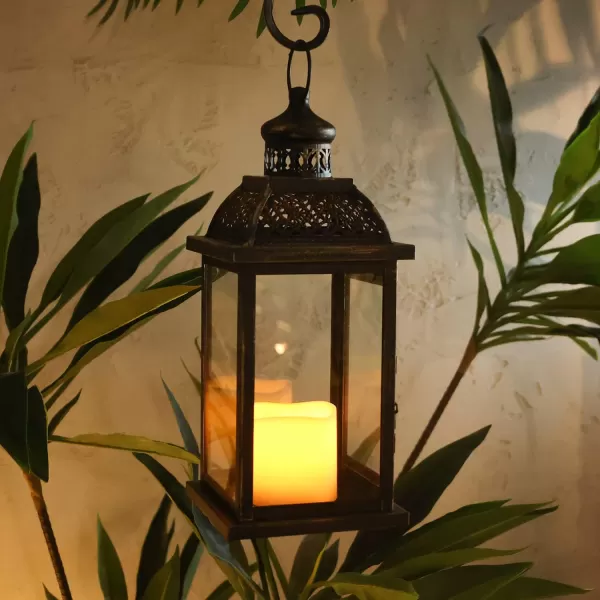 DECORKEY Lanterns Decorative IndoorampampOutdoor 144 Large Black Square Hanging Lanterns Vintage Metal Candle Holder for Outdoor Patio Front Door Porch Wedding Party DecorBlacksquare