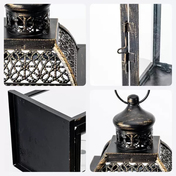 DECORKEY Lanterns Decorative IndoorampampOutdoor 144 Large Black Square Hanging Lanterns Vintage Metal Candle Holder for Outdoor Patio Front Door Porch Wedding Party DecorBlacksquare