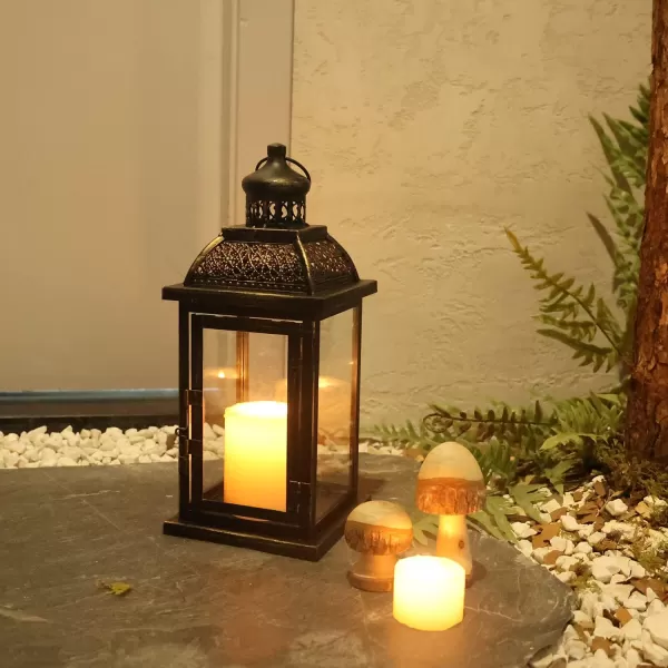 DECORKEY Lanterns Decorative IndoorampampOutdoor 144 Large Black Square Hanging Lanterns Vintage Metal Candle Holder for Outdoor Patio Front Door Porch Wedding Party DecorBlacksquare