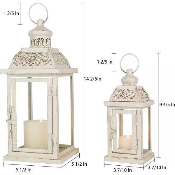 DECORKEY Lanterns Decorative IndoorampampOutdoor 144 Large Black Square Hanging Lanterns Vintage Metal Candle Holder for Outdoor Patio Front Door Porch Wedding Party DecorWhitesquare Stripe