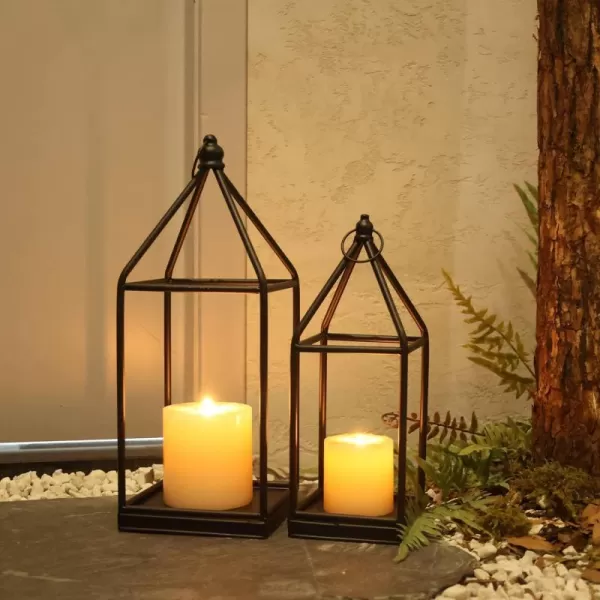 DECORKEY Candle Lantern Decorative Indoor ampamp Outdoor Large Vintage Metal HangingTabletop Lanterns for Patio Front Porch Rustic Home Decor Candle Holders for Christmas Decorations BronzeBlack