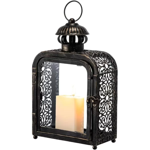 DECORKEY Candle Lantern Decorative Indoor ampamp Outdoor Vintage Metal Lanterns with Clear Glass TabletopampampHanging Candle Holders for Patio Front Porch Home Decor Halloween Christmas Decorations WhiteBronze