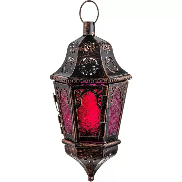 DECORKEY Lantern Decorative Indoor ampamp Outdoor 136 Vintage Decorative Hanging Lanterns with Chian for Home Porch Patio Decor Metal Christmas Halloween Farmhouse Candle Holder Decorations AmberPurple