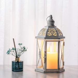 image:imageDECORKEY Large Candle Lantern Decorative OutdoorampIndoor 152 Hanging Lantern Farmhouse Home Decor Hexagon Vintage Metal Candle Holder for Table Porch Shelf Patio Wedding Party Thanksgiving Decor