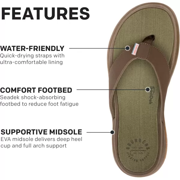 Grundens Mens FishFinder Sandals  QuickDrying Comfortable and Versatile Mens Flip Flops with Enhanced Traction ampamp Full Arch Support for Fishing and Outdoor WearDark Brown