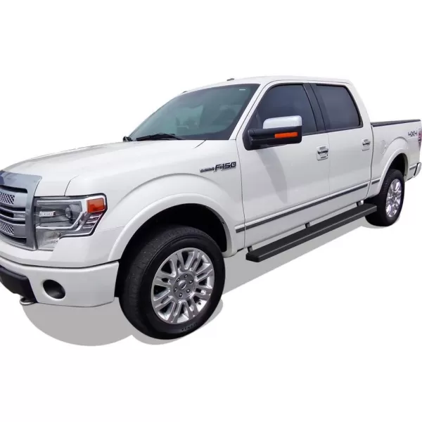 imageAPS 304 Stainless Steel Polished Silver 6 inches Running Boards Nerf Bars Side Steps Compatible with Ford F150 20092014 SuperCrew CabStainless Steel Black