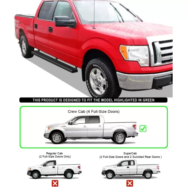 imageAPS 304 Stainless Steel Polished Silver 6 inches Running Boards Nerf Bars Side Steps Compatible with Ford F150 20092014 SuperCrew CabStainless Steel Black