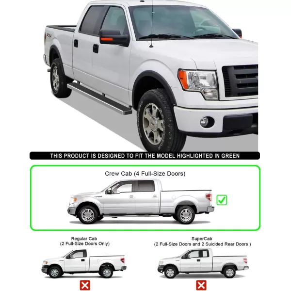 imageAPS 304 Stainless Steel Polished Silver 6 inches Running Boards Nerf Bars Side Steps Compatible with Ford F150 20092014 SuperCrew CabStainless Steel Polished