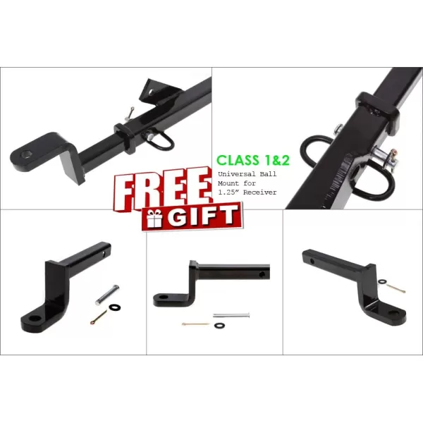 imageAPS Class 2 Tow Trailer Hitch Rear Receiver Towing Hitch Combo with Cover Kit Hitch Cover Included OE Style 125 Inches Receiver Tube Compatible with 20062012 Rav4 All