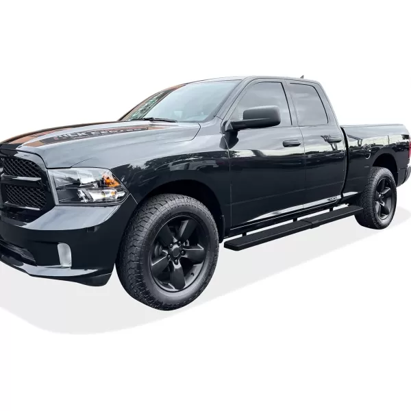 imageAPS Running Boards Nerf Bars Side Steps Step Bars Compatible with Dodge Ram 1500 20092018 Quad Cab Silver Running Board StyleAluminum Black