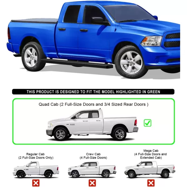 imageAPS Running Boards Nerf Bars Side Steps Step Bars Compatible with Dodge Ram 1500 20092018 Quad Cab Silver Running Board StyleAluminum Black