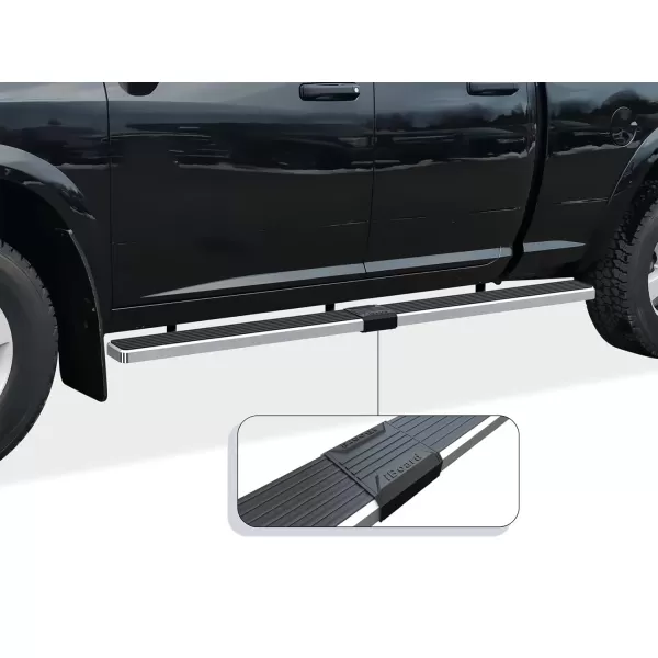 imageAPS Running Boards Nerf Bars Side Steps Step Bars Compatible with Dodge Ram 1500 20092018 Quad Cab Silver Running Board StyleAluminum Silver